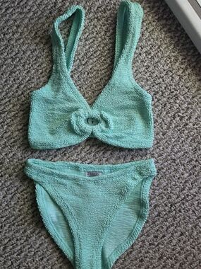 Hunza G Mint Green Textured Bikini Set